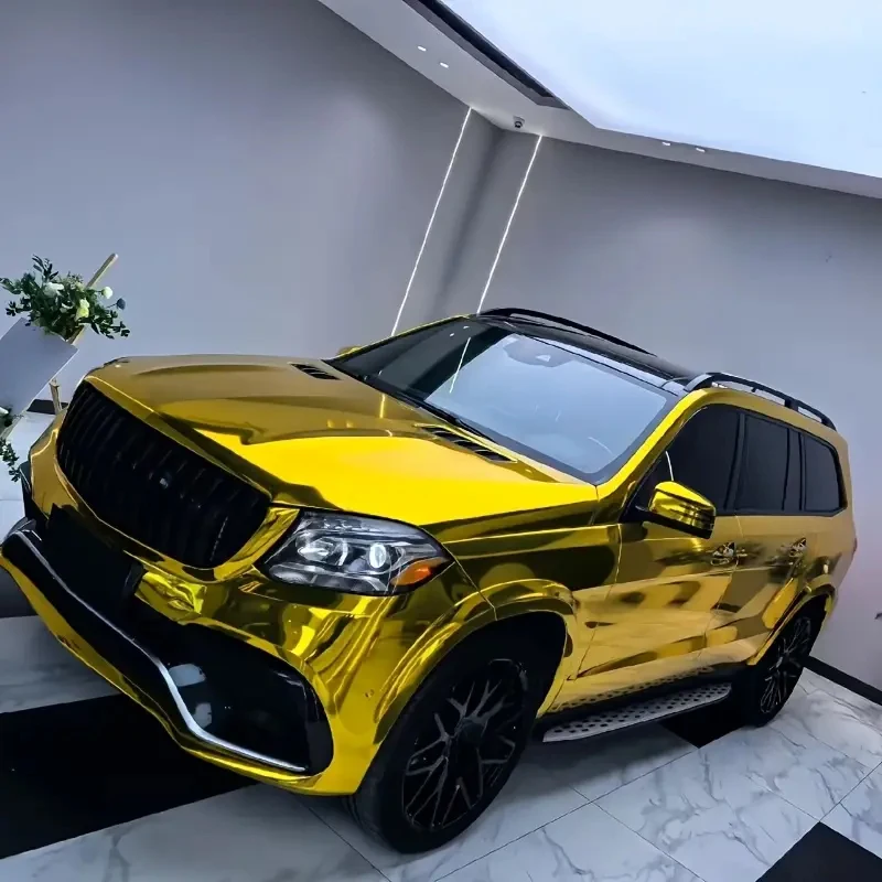 Premium Chrome Mirror Gold Vinyl Wrap Self-Adhesive Decal Sticker Car Wrapping Foil Roll