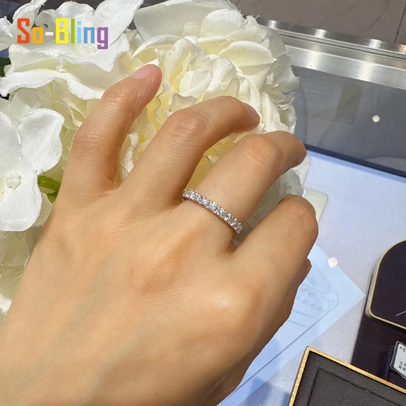 So-Bling 0.03ct 2mm D Color VVS Moissanite Ring For Women S925 Sterling Silver Jewelry  Rings Pass Diamond Tester Wedding Bands