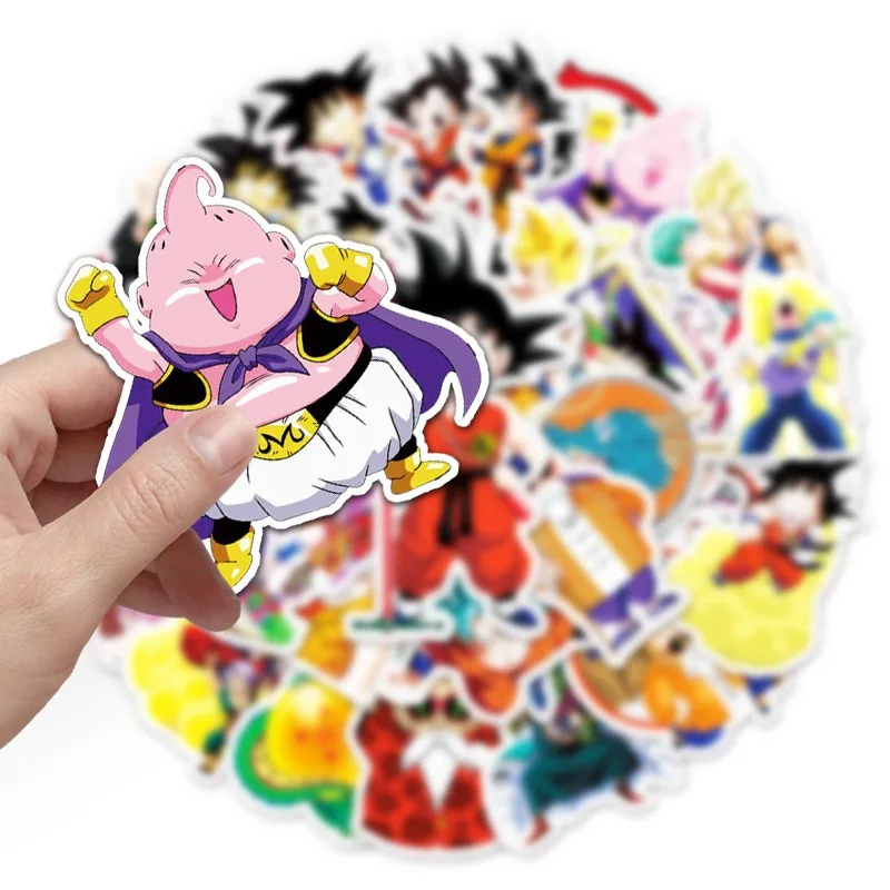 50pcs Dragon Ball Son Goku Japanese Anime Cartoon Sticker Decorative Water Cup Luggage Desktop Stationery Waterproof Sticker