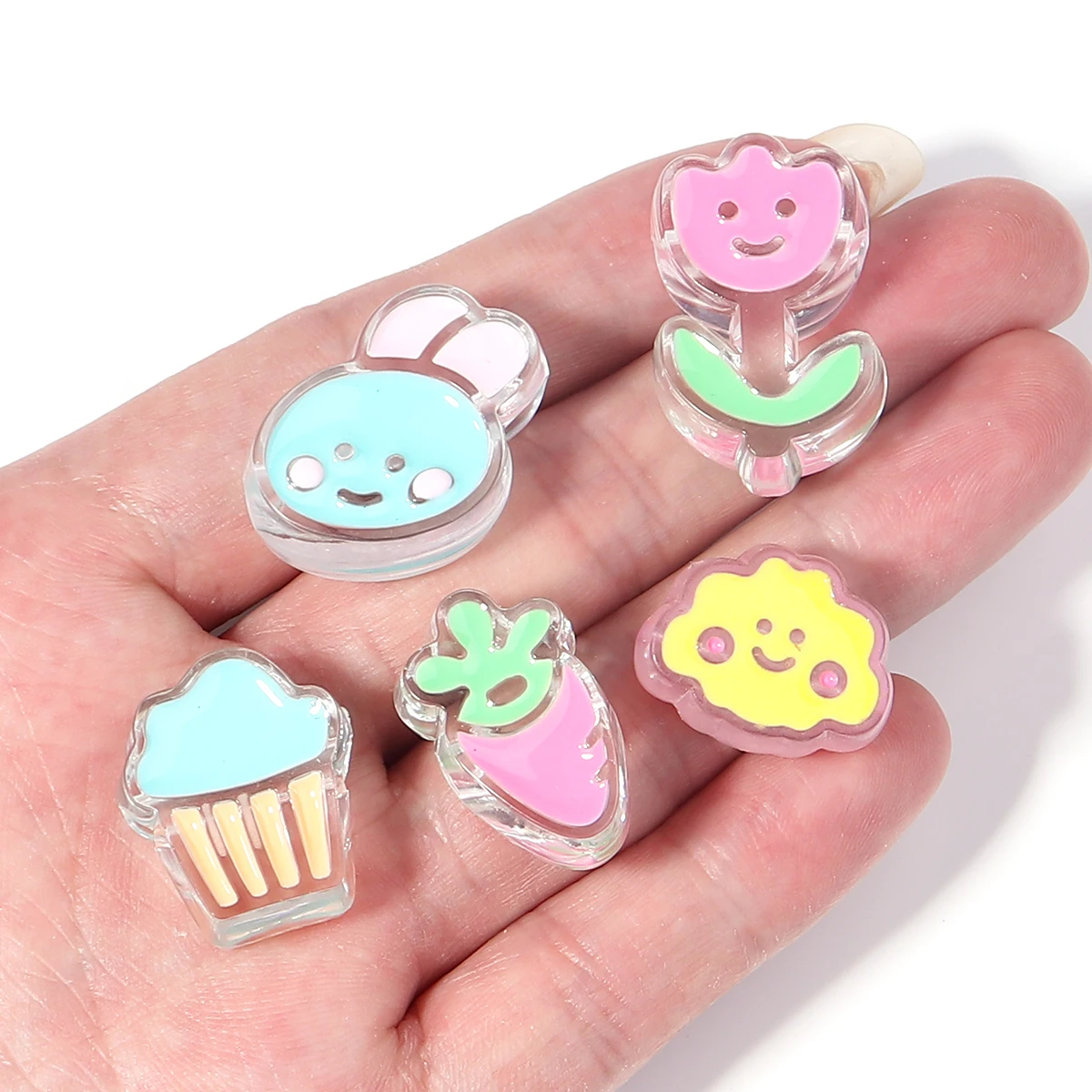 10Pcs Resin Loose Beads Cute Dopamine Multi Shape Spacer Bead for Jewelry Headwear Accessories DIY Hair Tie Bracelet Phone Chain