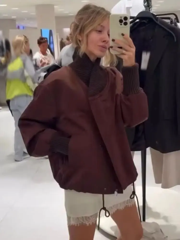 

HH Women Autumn Streetweer Style Coat Solid Stand Collar Buttons Pocket Lace Up Zipper Women Fashion Long Sleeves Jackets Trendy