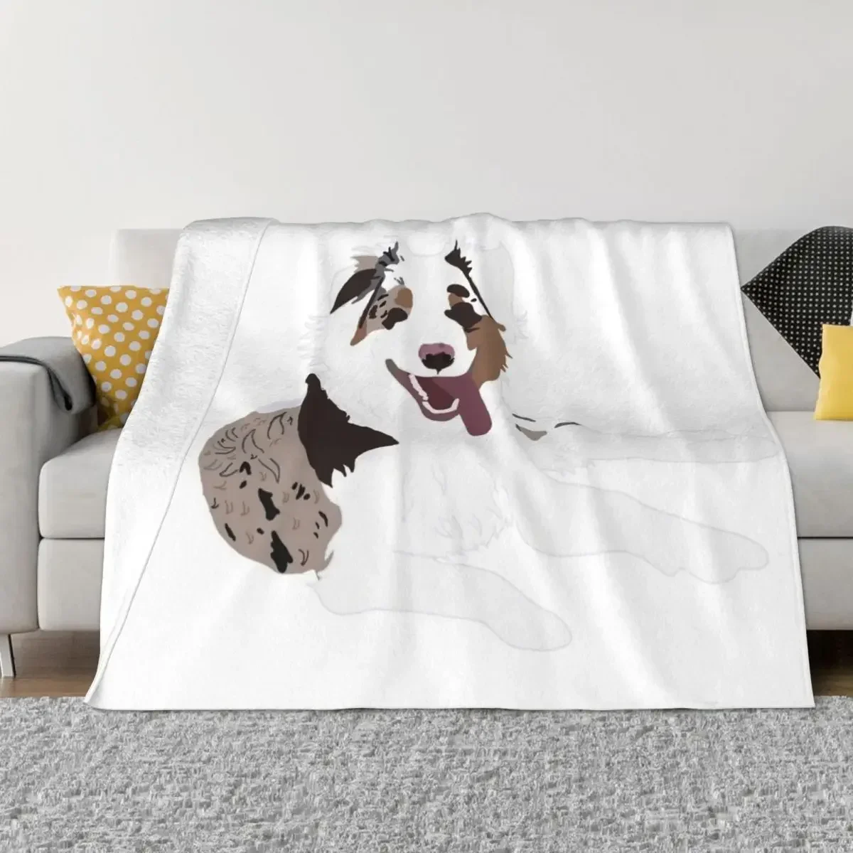 Red Merle Austrailian Shepherd Throw Blanket Flannels Fluffys Large Stuffeds Bed Soft Beds Blankets