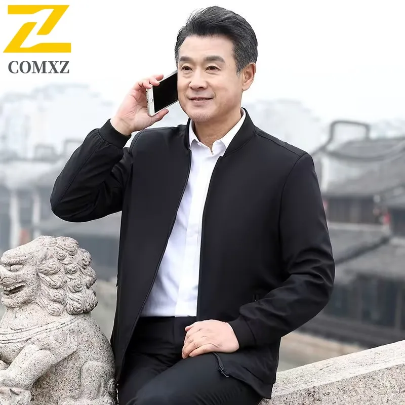 

Business Jacket Men Spring Autumn Classic Turndown Collar Working Coat Premium Comfort Business Casual Lightweight Outerwear