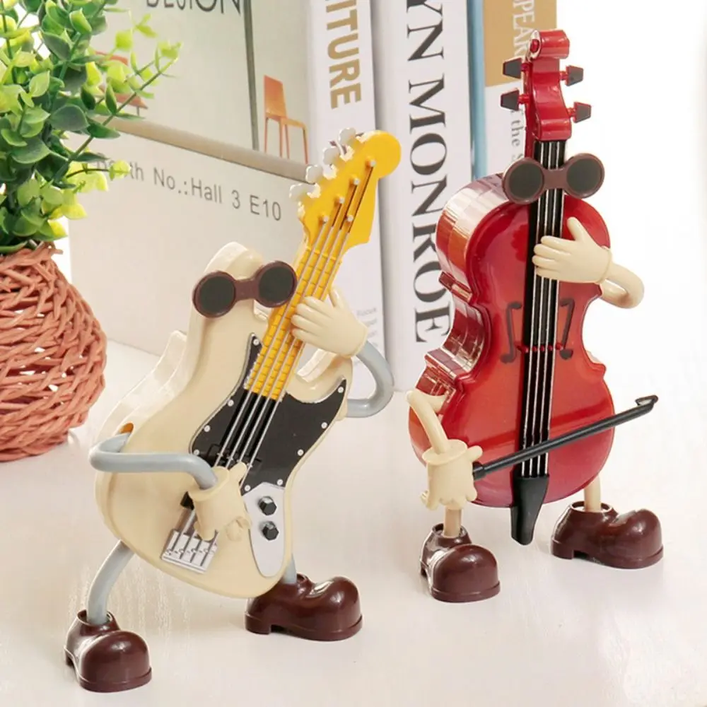 

Funny Dynamic Violin Music Box Kawaii Cartoon Guitar Music Box Classical Swing Guitar Sculptures Home