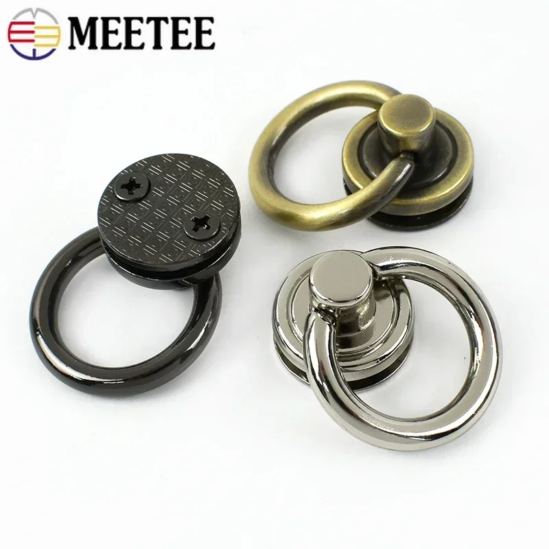 Meetee 5/10pcs 20mm O Ring Hook Buckle Metal Rivet Clip Screws Bag Strap Handle Hang Buckles DIY Chain Side Clasp Hardware