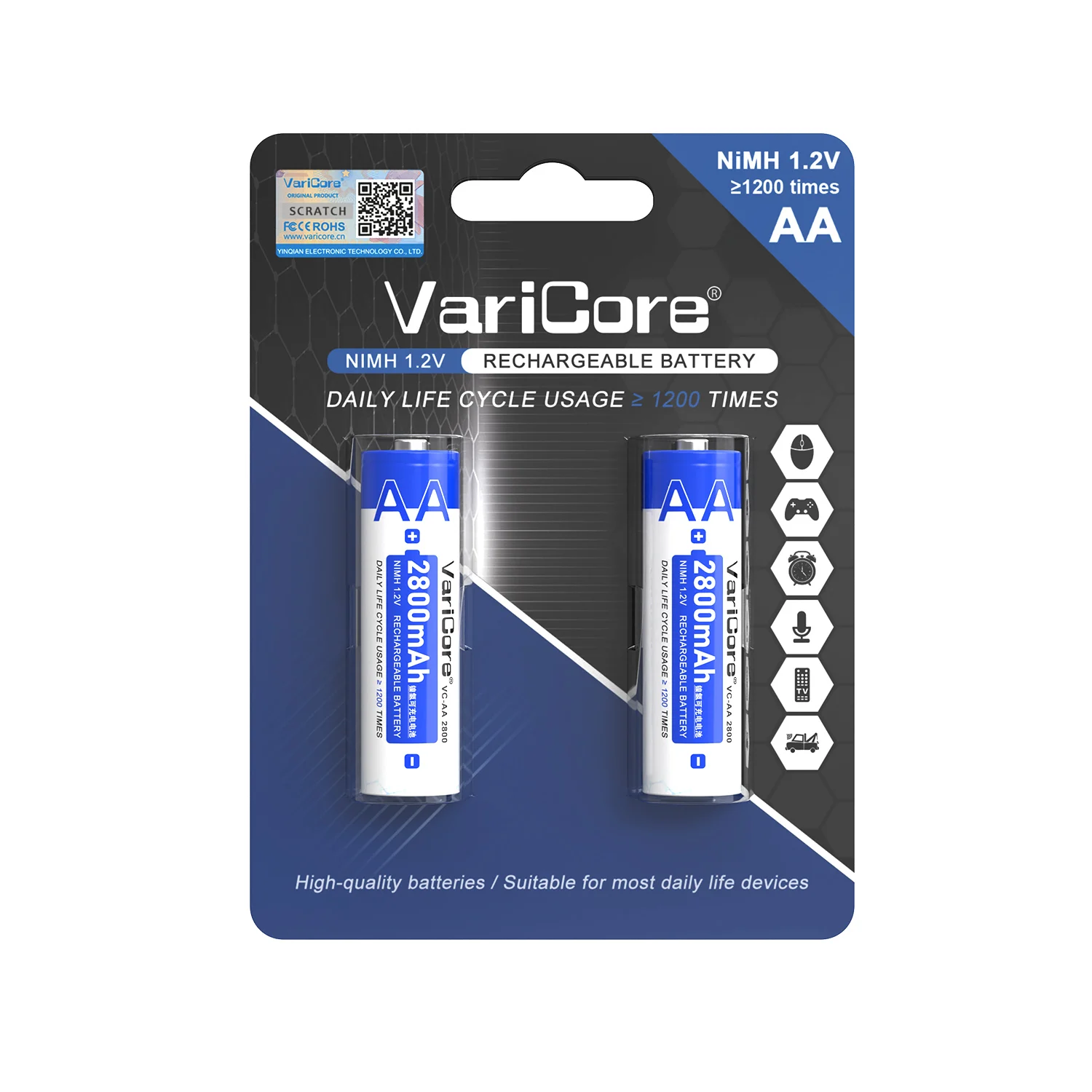 AliExpress UK VariCore AA 2800mAh 1.2V Ni-MH Rechargeable Batteries High Capacity for Digital Camera/RC Toy/Flashlight Long Cycle Life Eco-Fr