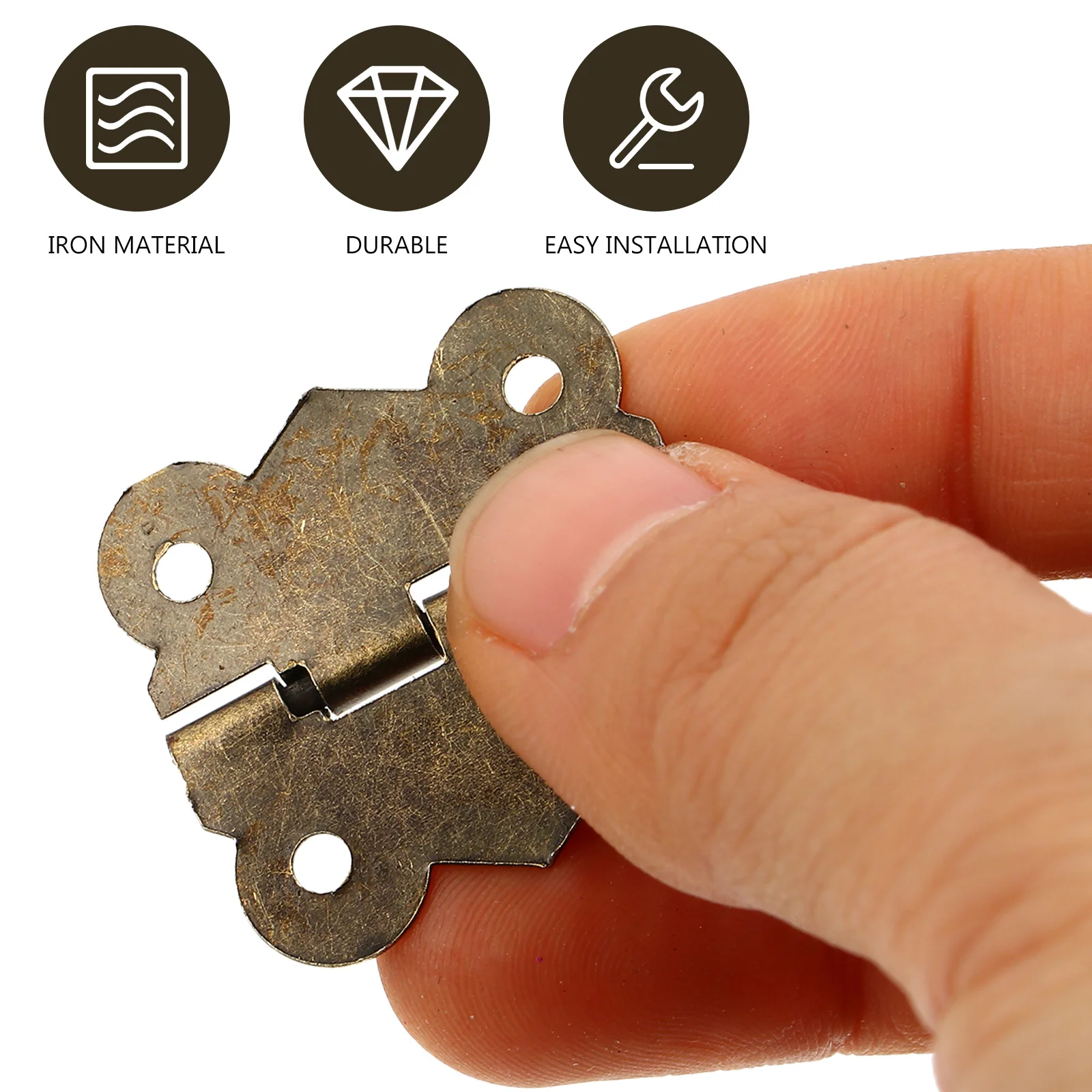 

40pcs Small Iron Cabinet Hinge Replacement Mini Hinges Retro Style Furniture Door 90 Degree Butt Corrosion Resistant
