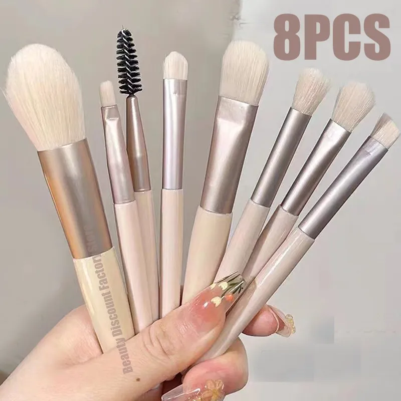 New 8Pcs Makeup Brush Set Makeup Concealer Brush Blush Loose Powder Brush Eye Shadow Highlighter Foundation Brush Beauty Tools