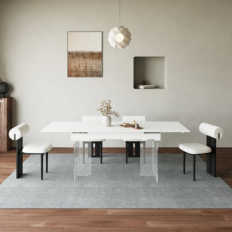 

Multifunctional Flexible Dining Tables Simplicity Rectangle Meeting Party Dining Tables Work Acrylic Home Furniture Tavola MHCZ