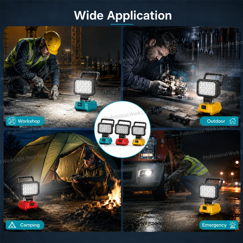8 inch LED Work Light Suitable For Makita/Milwaukee/Dewalt 18V Lithium-ion Battery  LED Flood Lights Portable Work Light