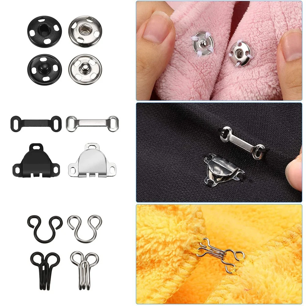 خطافات خياطة عيون أدوات تحديد الملابس ، أزرار الطقات المعدنية ، السحابات للسراويل ، فستان تنورة ، لتقوم بها بنفسك العرض ، مجموعة 100 قطعة #3