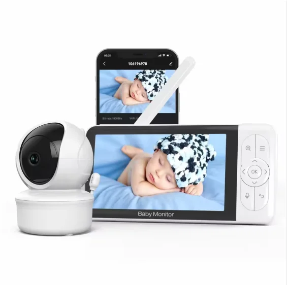 2026 New 6T 5.0 Inch WiFi Video Baby Monitor 720P Baby Camera Two-way Audio Night Vision Waterproof PAN-TILT Feeding