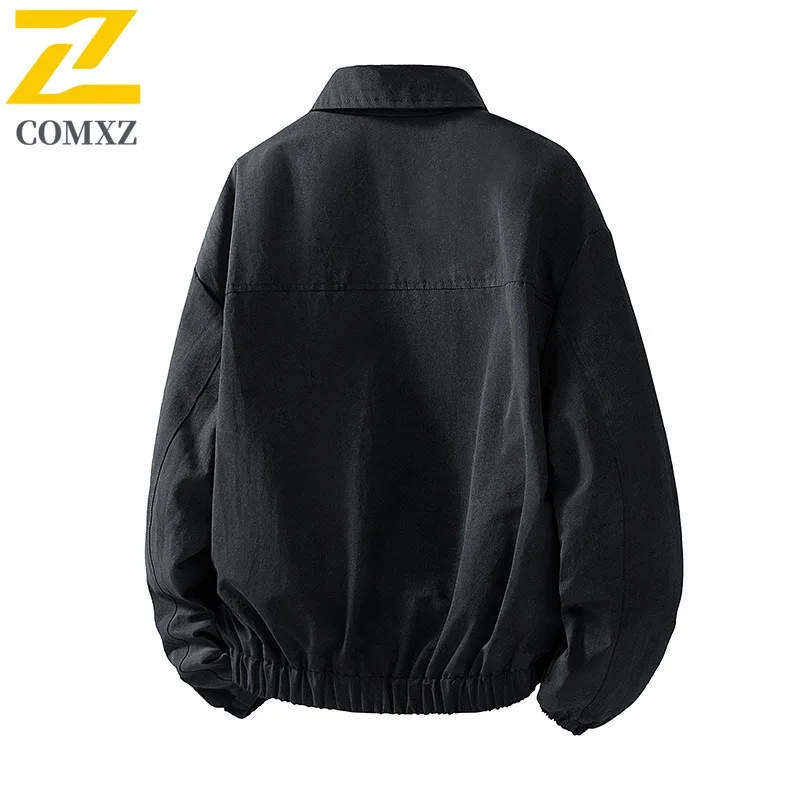 سترة COMXZ للرجال اليومية معطف دراجة نارية خفيف الوزن على الطراز الأمريكي الفاخر 2025 ملابس خريفية متينة مريحة للاستخدام اليومي #2