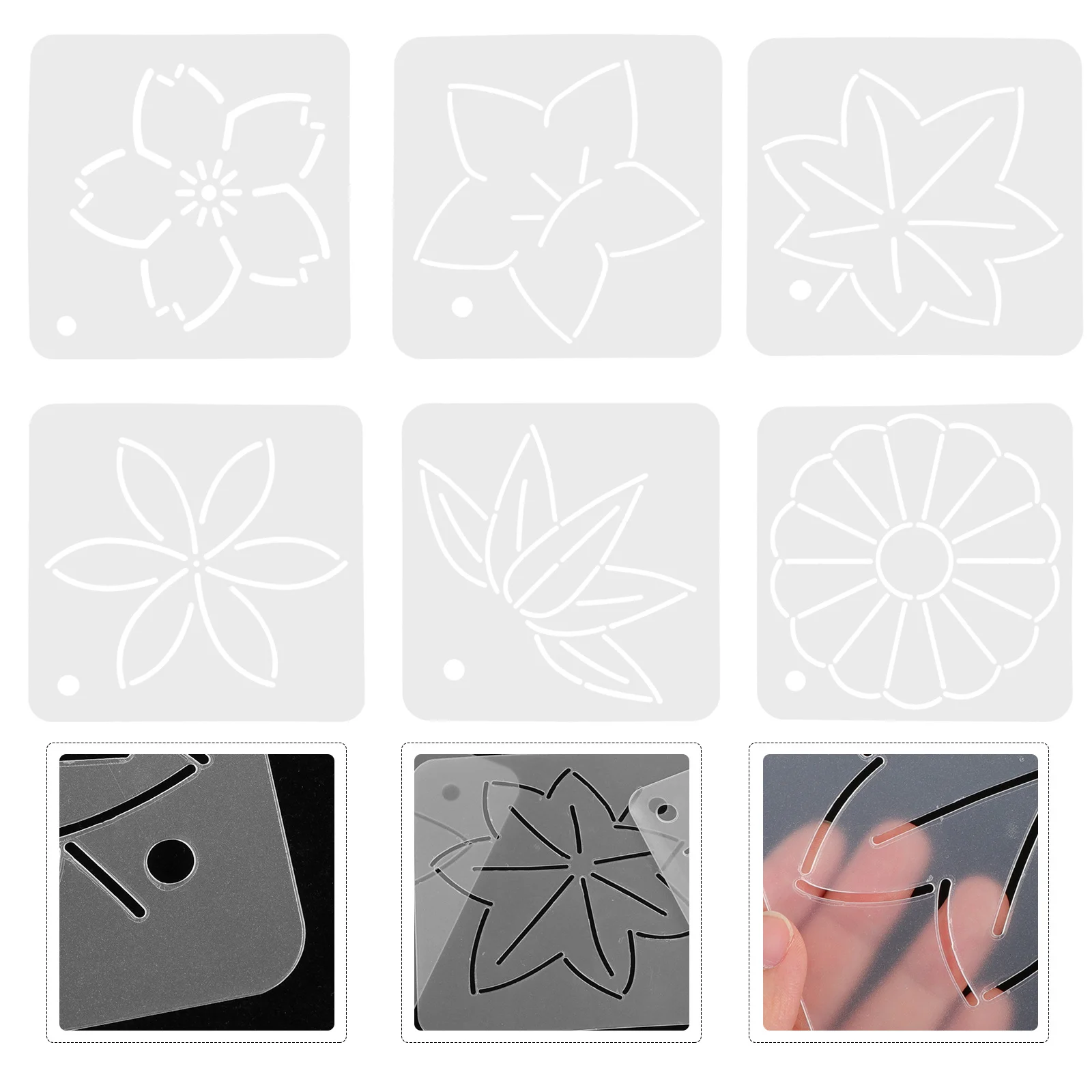 6pcs Quilting Diy Tools Flower Design Patchwork Stencils Template Sewing Ruler For Machine Quilting Free Reusable