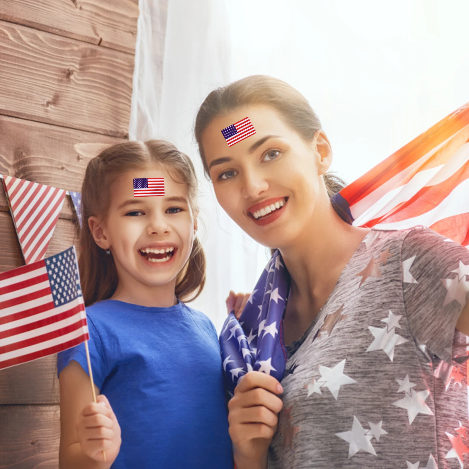 1 Roll American Flag Stickers Paper Material Diy Planner Scrapbook Laptop Water Bottle Suitcase Sticker Decals Adhesive Flag