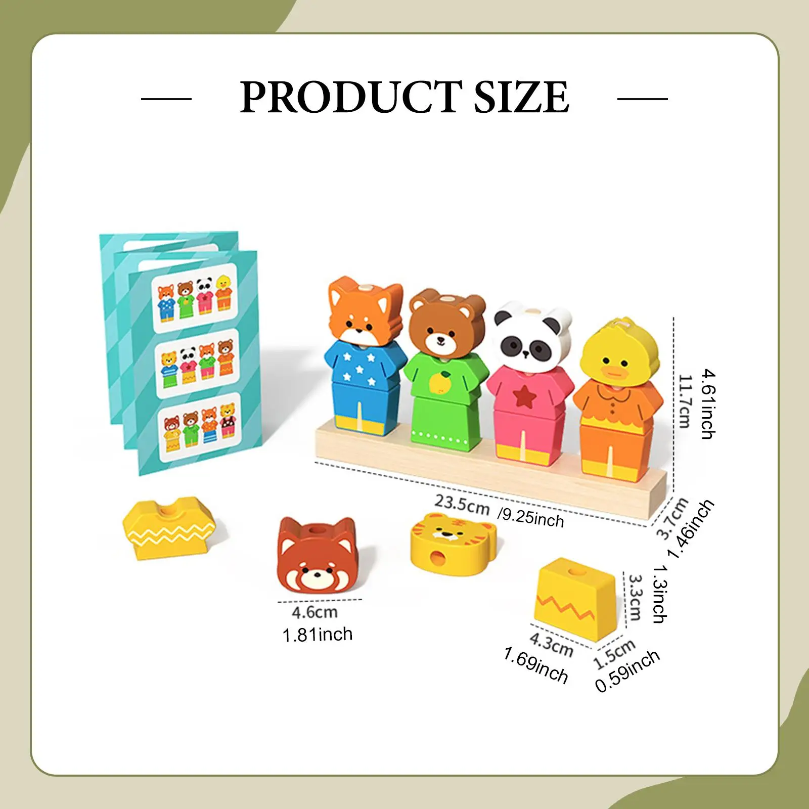 Wooden Beads Sequencing Toy Set, Board Game Sensory Toy, Fine Motor Skills Color Sorting Stacking Toy for Children