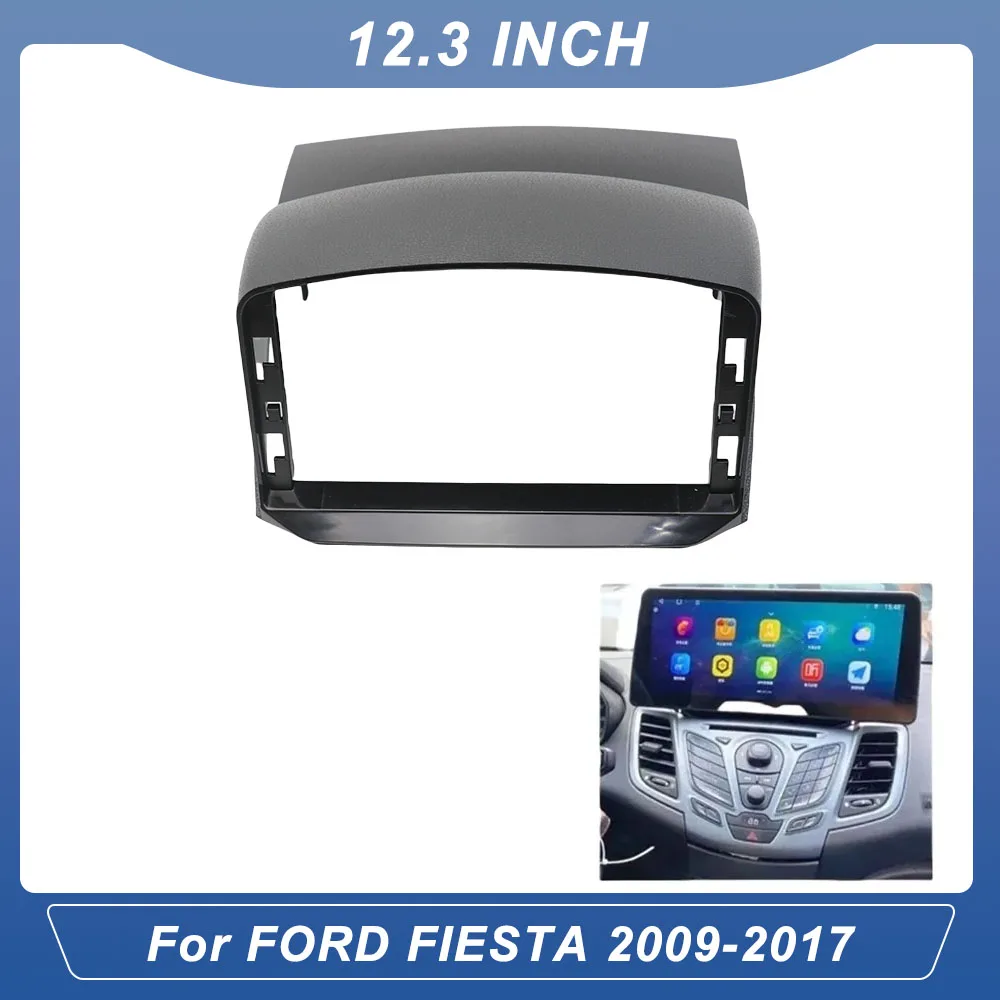 

12,3-дюймовая автомобильная панель для Ford FIESTA 2009-2014, видеопанель, плеер, аудиоприборная панель, 2-диночная рамка, комплект крепления на приборную панель