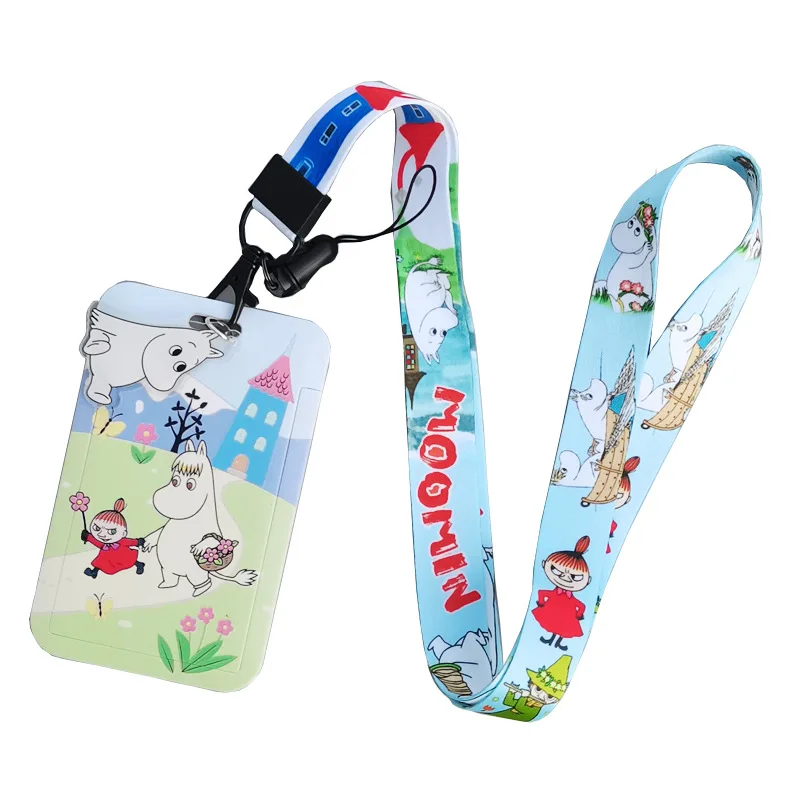Porte-cartes Kawaii de la série Moomins, personnage mignon, impression HD créative, étui à carte avec cordon, cadeau pour garçons et filles