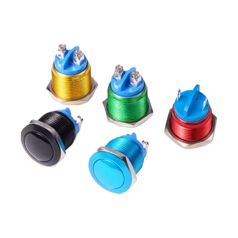 1PCS Metal Button Switch 16/19/22MM Self Resetting Waterproof Normally Open Contact for Screw Foot Welding Application