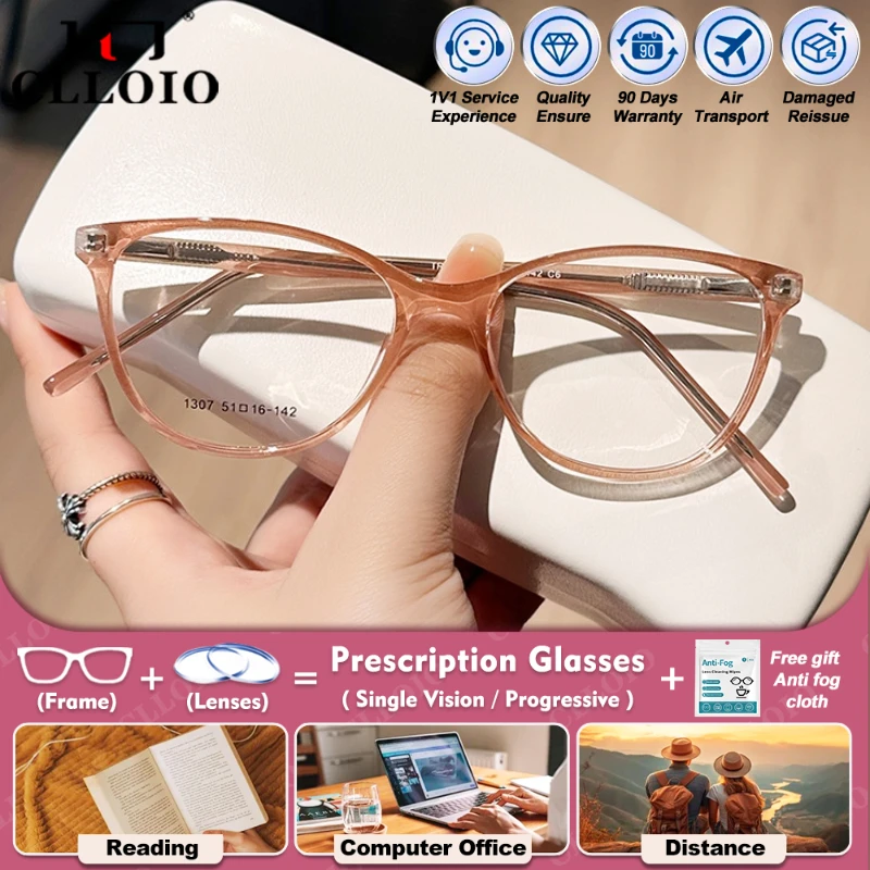 

CLLOIO New Simple TR90 Cat Eye Myopia Optical Photochromic Prescription Glasses Women Blue Light Filter Computer Reading Eyeware