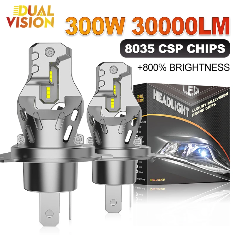 

H7 H4 LED Headlights 300W Canbus No Error LED Auto Fog Lamps CSP Chip High Low Beam Wireless 1:1 Size LED Bulbs Plug And Play