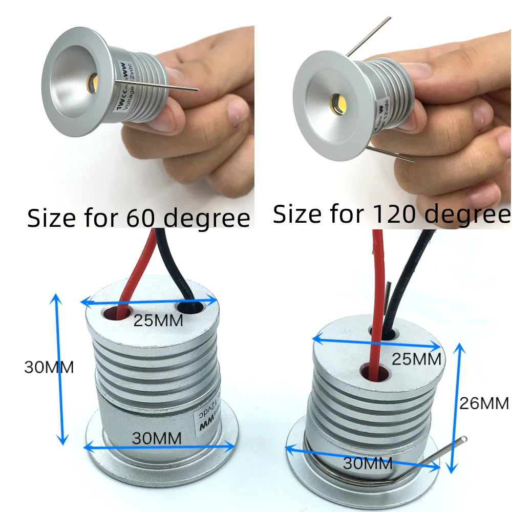 Reflektor mała żarówka 1W IP65 12V 25mm punktowy reflektor LED z pilotem sufitowe z możliwością przyciemniania Downlight ze sterownikiem 110-220V