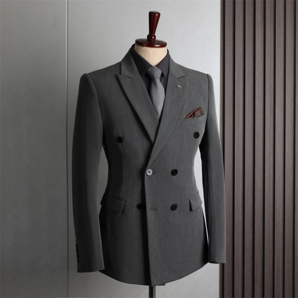 Double Breasted Jacket 6 Colors For Man Handsome One Piece Peak Lapel Suit Formal Occasions Tuxedo Decent Wedding Groom Wear