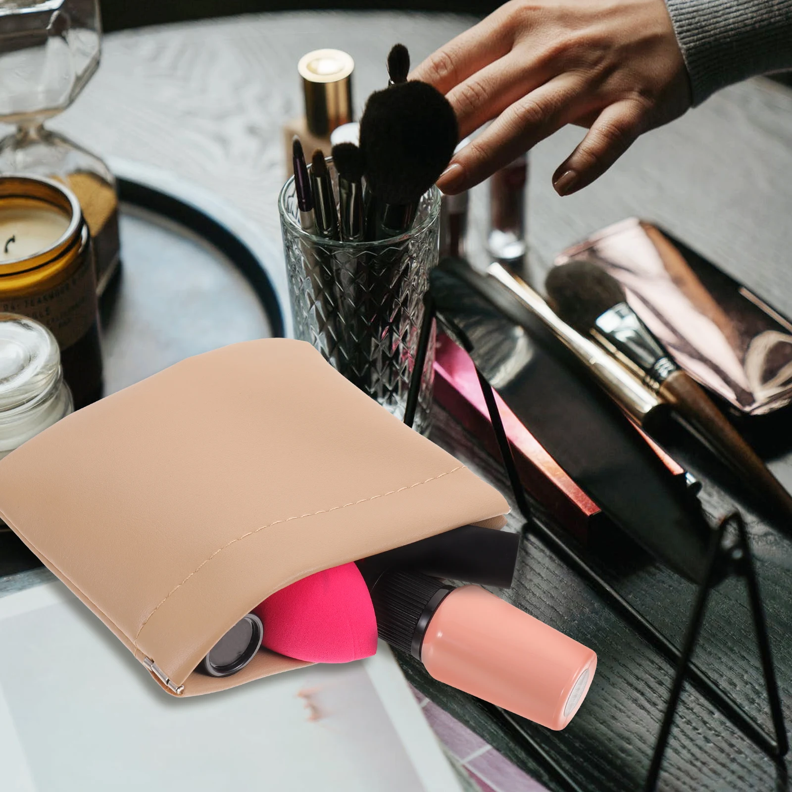 

4Pcs Makeup Bags Compact Portable Toiletry Pouches Women Organizer Travel Case Small Durable Storage Holder