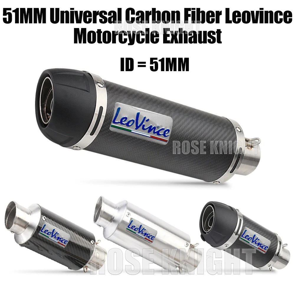 

51MM Universal Leovince Exhaust Muffler Escape Pipe For Ninja250400 Z4009001000 R1615 MT0709 GSR600 FZ6N CBR300 GSX2501000 ZX14R