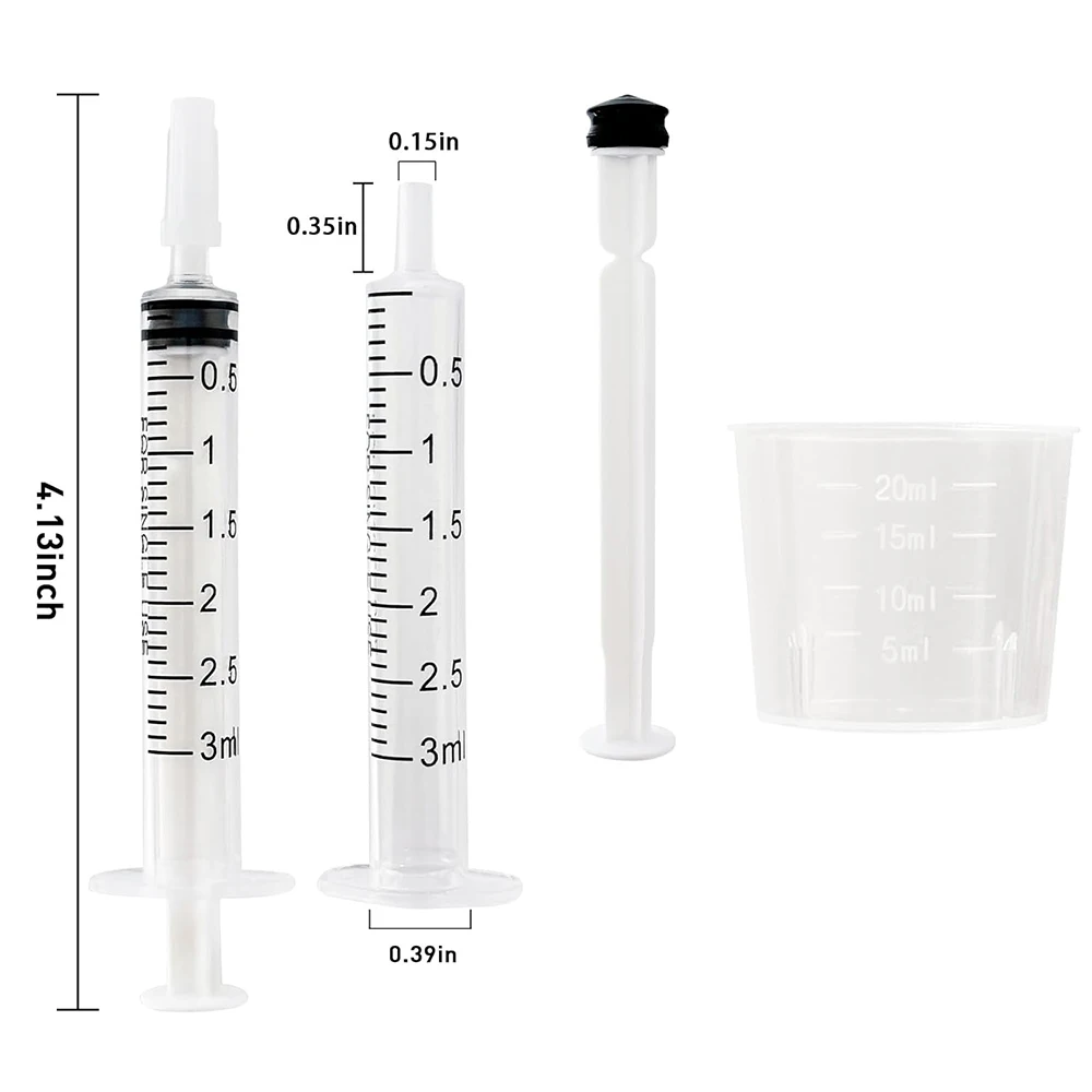 The Colostrum Collection Kit Includes a 3ml Colostrum Syringe with Cap, Stickers, a Transparent Zipper Bag, and a Measuring Cup