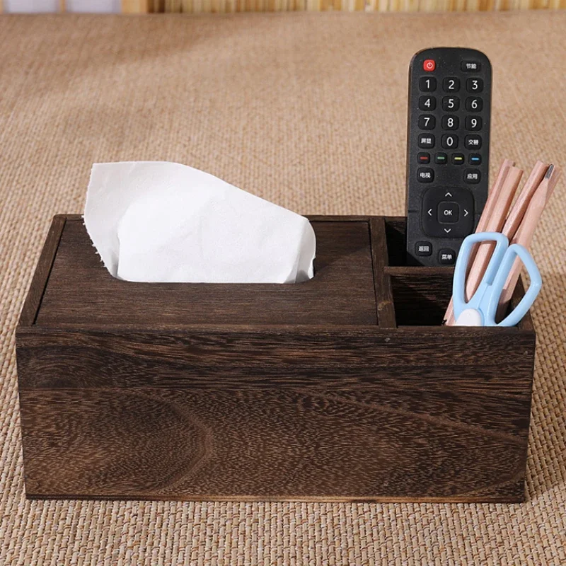 Solid Wood Remote Control Holder, Napkin Organizer, Zen Simplicity Compartment, Chinese Style Storage, Multi-functional Design