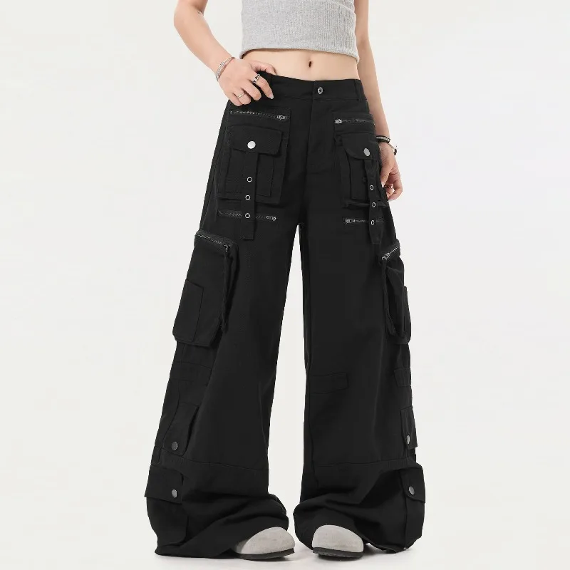 

OR FL American Streetwear Brand Function 100 Cotton Women Cargo Trousers Multiple Pockets Baggy Wide Leg Slacks Women's Y2k Pant
