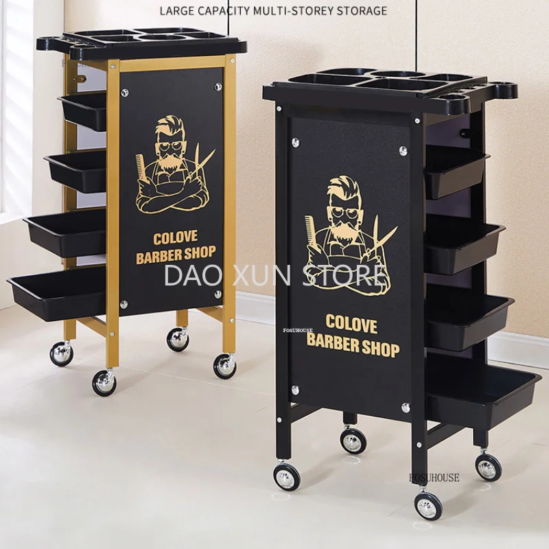 Barber Shop Salon Trolleys Multi-function Tool Cabinet Hair Salon Auxiliary Trolley Beauty Salon Mobile Perm Dyeing Tool Cart