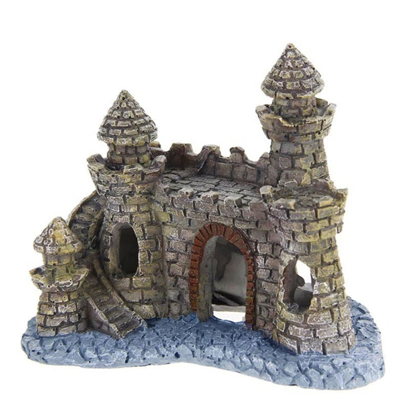 Polyresin Tower Castle Aquarium Ornament Fish Tank Decoration Accessories New