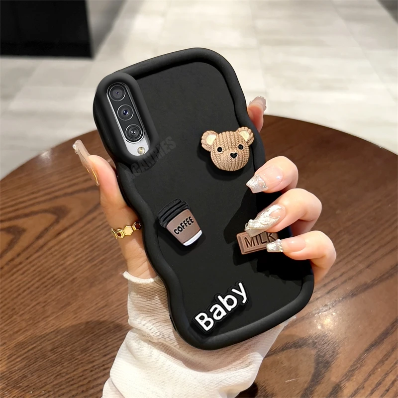 A 50 30 20 3d Bear Cute Cartoon Wavy Silicone Case For Samsung Galaxy A50 A30 A20 A30s A50s A20s A21s A51 A32 4g A12 Soft Cover