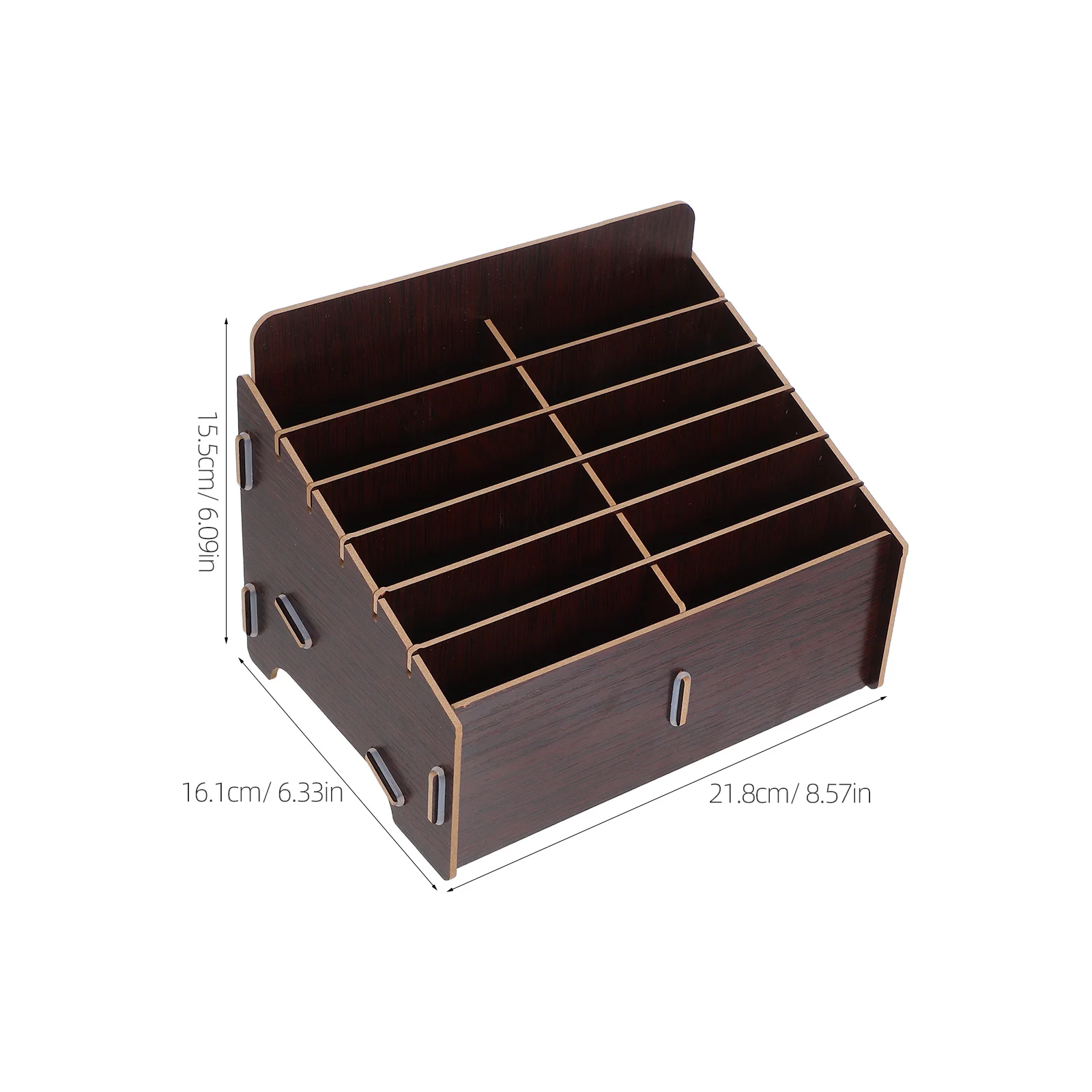 12 مقصورة خشبية صندوق تخزين الهاتف منظم سطح المكتب لمكتب المنزل حامل هاتف الخليوي متعدد الوظائف انفصال المحمول #2