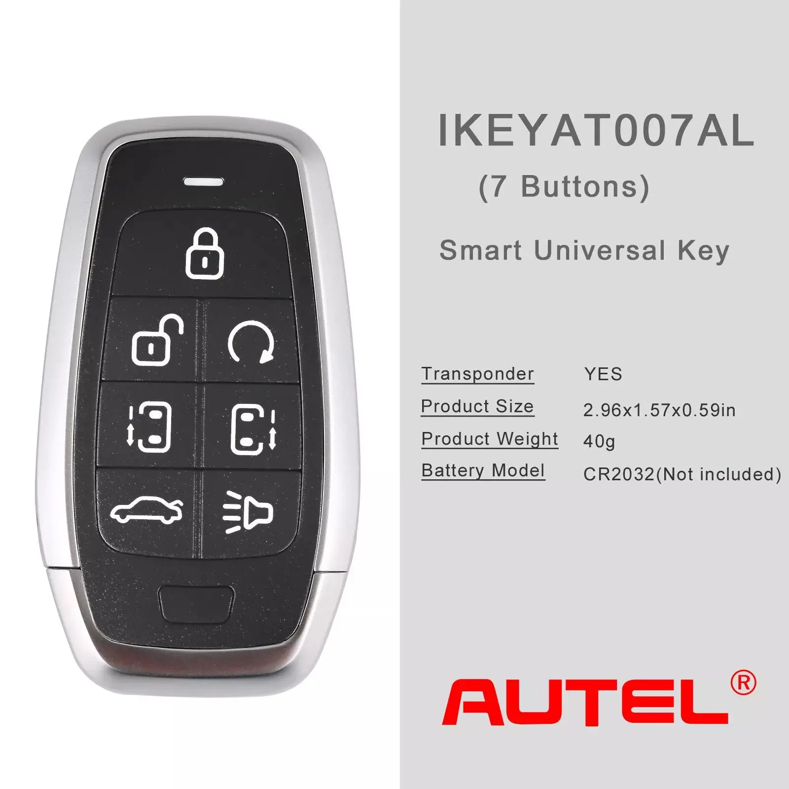 1PCS Autel Ikey IKEYAT007AL AT007AL KM100 IM508 IM608 용 Autel 스마트 키를위한 독립 범용 스마트 원격 키 7 버튼