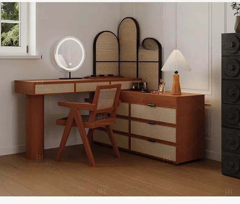 Luxury Vanity Table Storage Vintage Bedroom Cabinet Dressing Table Comfortable Cosmetics Penteadeira
