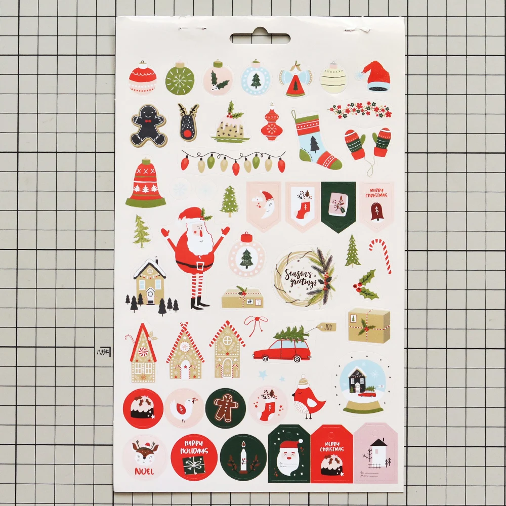 Creative Path 200 Stück Selbstklebende Scrapbooking-Weihnachtsaufkleber 6 Blätter Frohe-Weihnachten-Aufkleberbuch für Journaling und Kartengestaltung – Detail 3