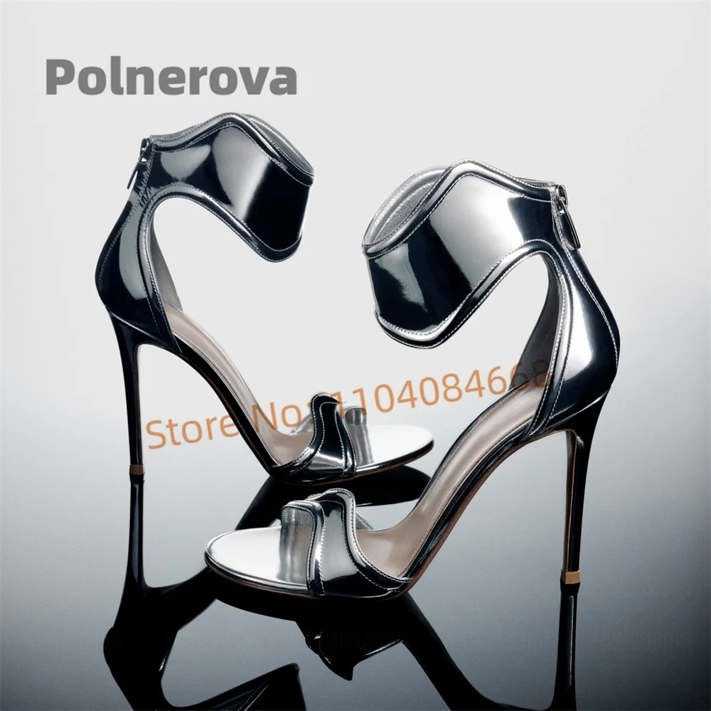 

Gold Metallic Leather Knee High Sandals Boots Women Open Round Toe Back Zip High Heels Summer Boots Custom Colour Party Shoes