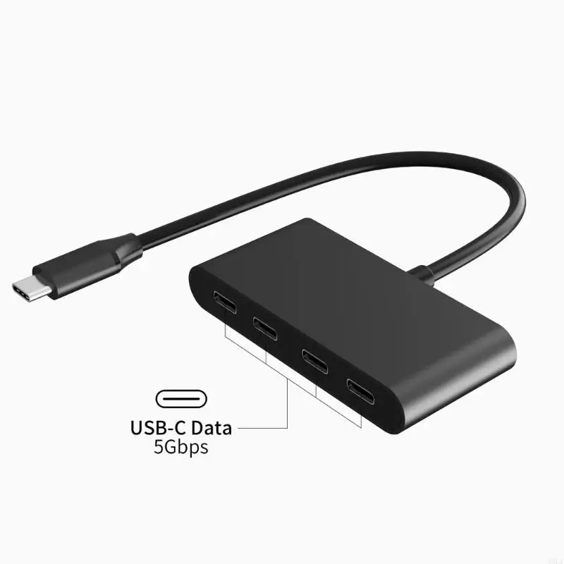 A9LF 5Gbps USB C Hub 4 Ports Type C Adapter for Laptop Tablets Data Transfer Only Compact and Lightweight