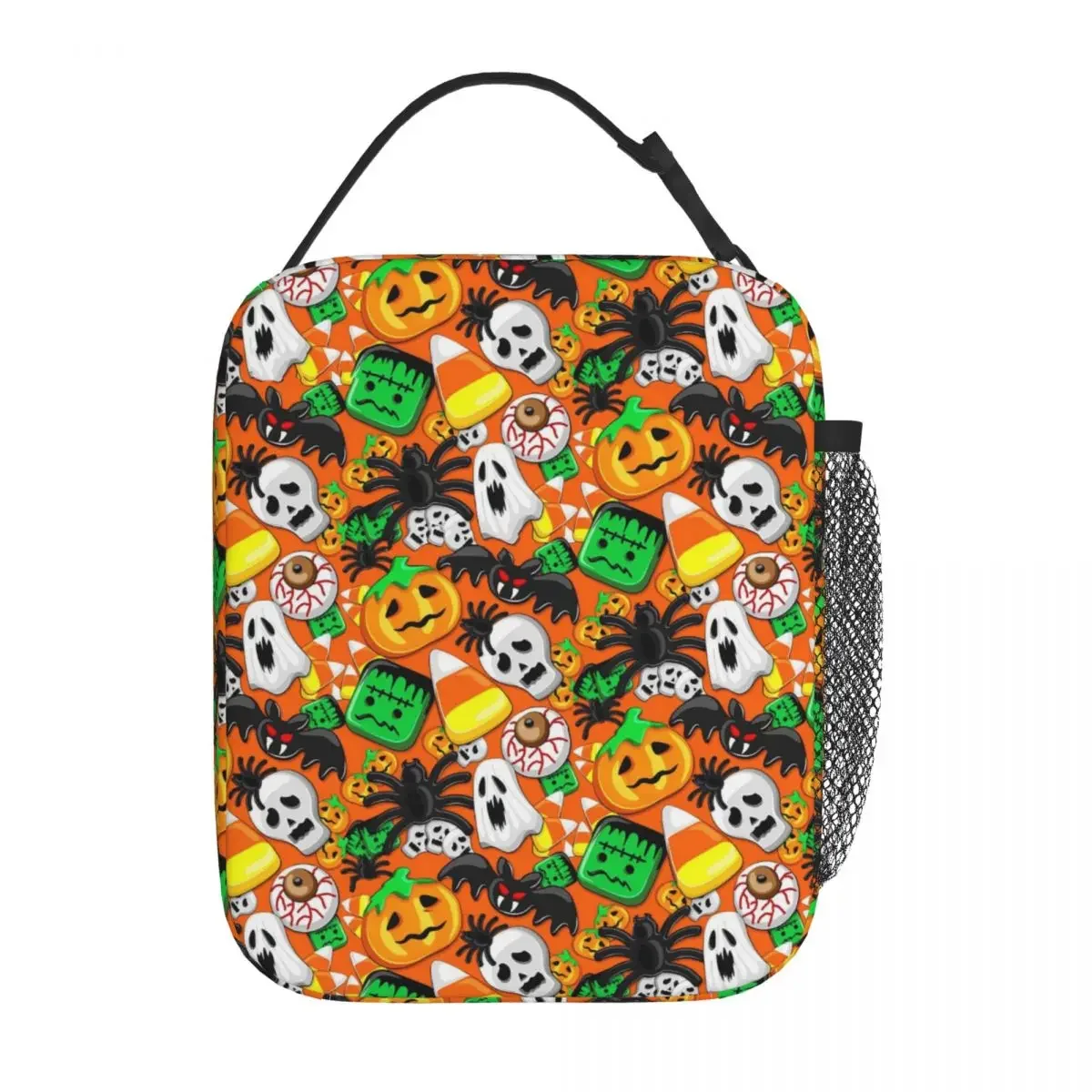 Lunch Bag Halloween Spooky Portable Insulated Lunch Box For Girls Cute Pumpkin Office Cooler Bag Oxford Thermal Tote Handbags