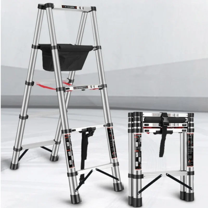 

Stainless Steel Telescopic Ladder 1.4+1.4M Folding Steps Retractable Scaffold Ladder for Home Multi-Purpose Use