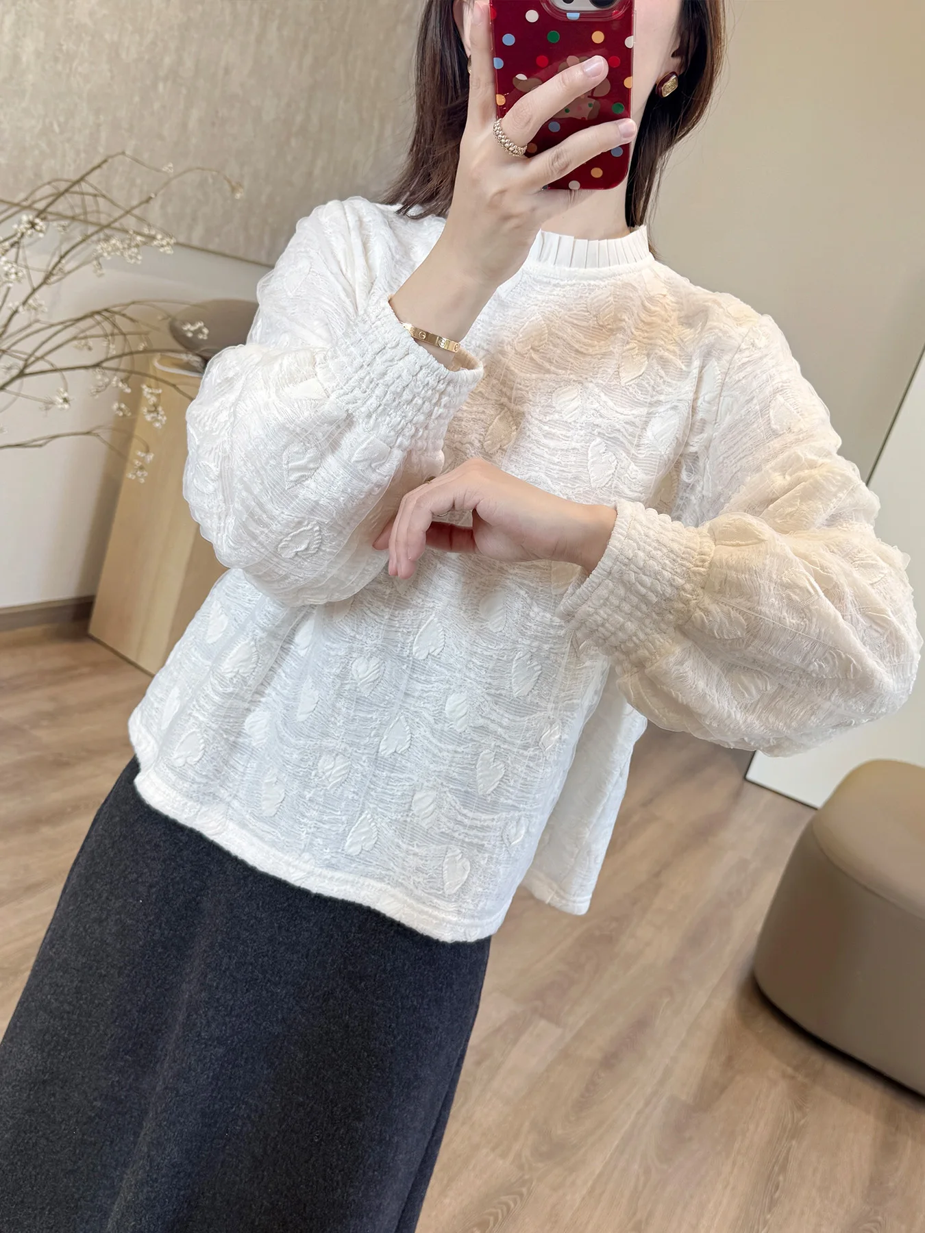 

Женская свободная блузка Ling Xiao Ling из мягкой тюлевой ткани с рюшами, воротником-фонариком и кружевными вставками