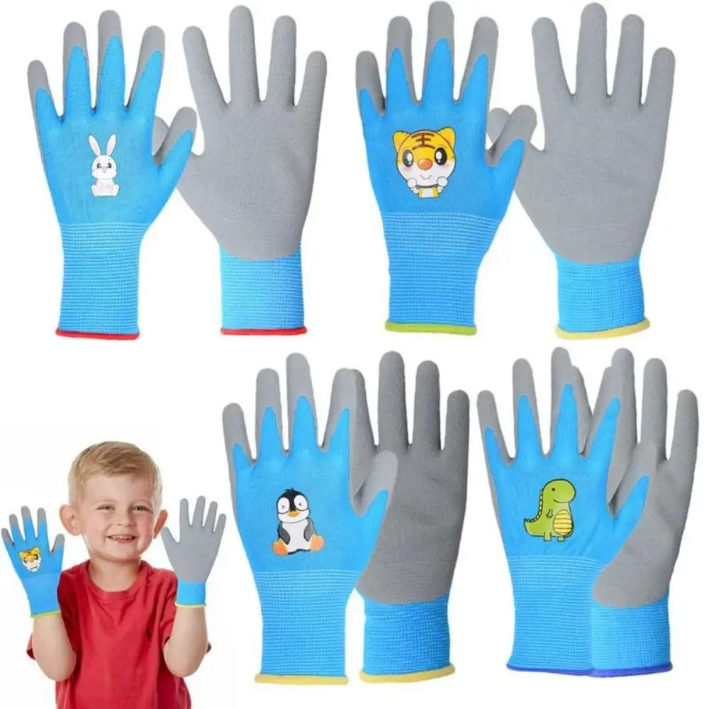 Non-Slip Gardening Gloves Durable Breathable Garden Work Gloves Collect Seashells Animal Pattern Children Protective Glove Yard