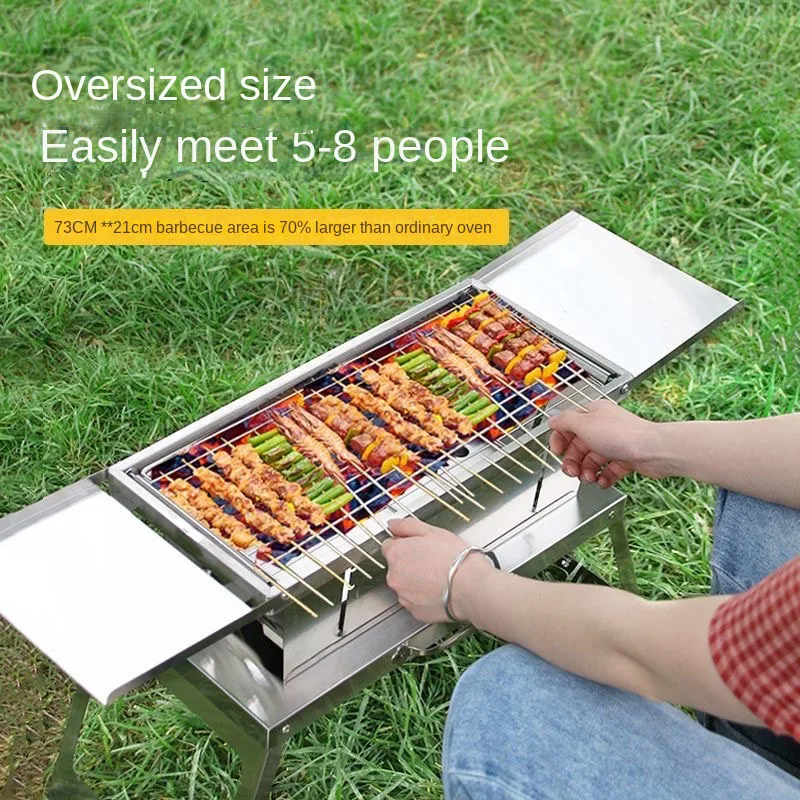 Barbecue Portable Folding Outdoor Camping Picnic Stainless Steel Removable Household Charcoal Firewood Barbecue Stove