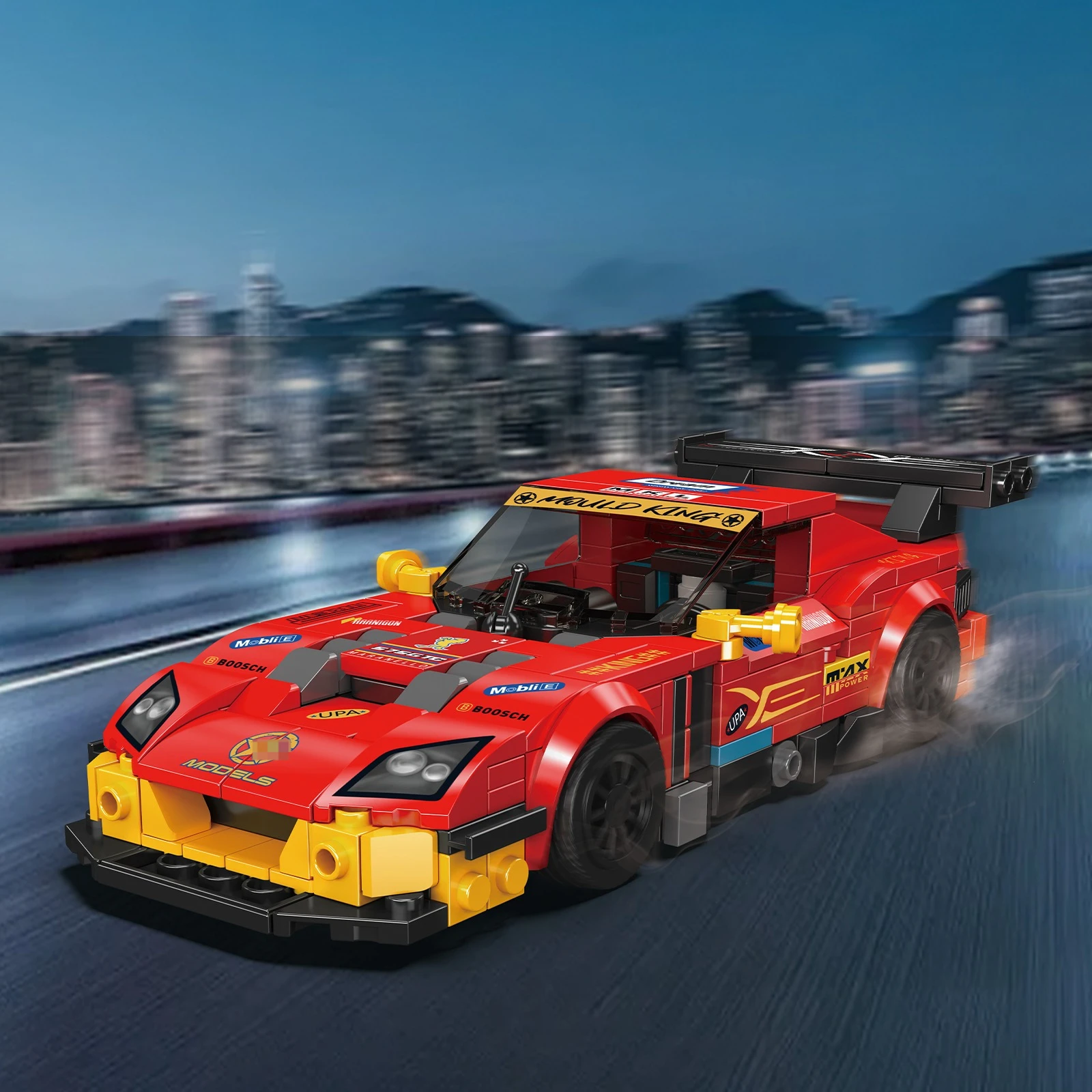 Blocs de construction de modèles de voiture de la série célèbre, avec vitrine, véhicule de course pour garçons, briques MOC à collectionner assemblées, jouets cadeaux, 27046