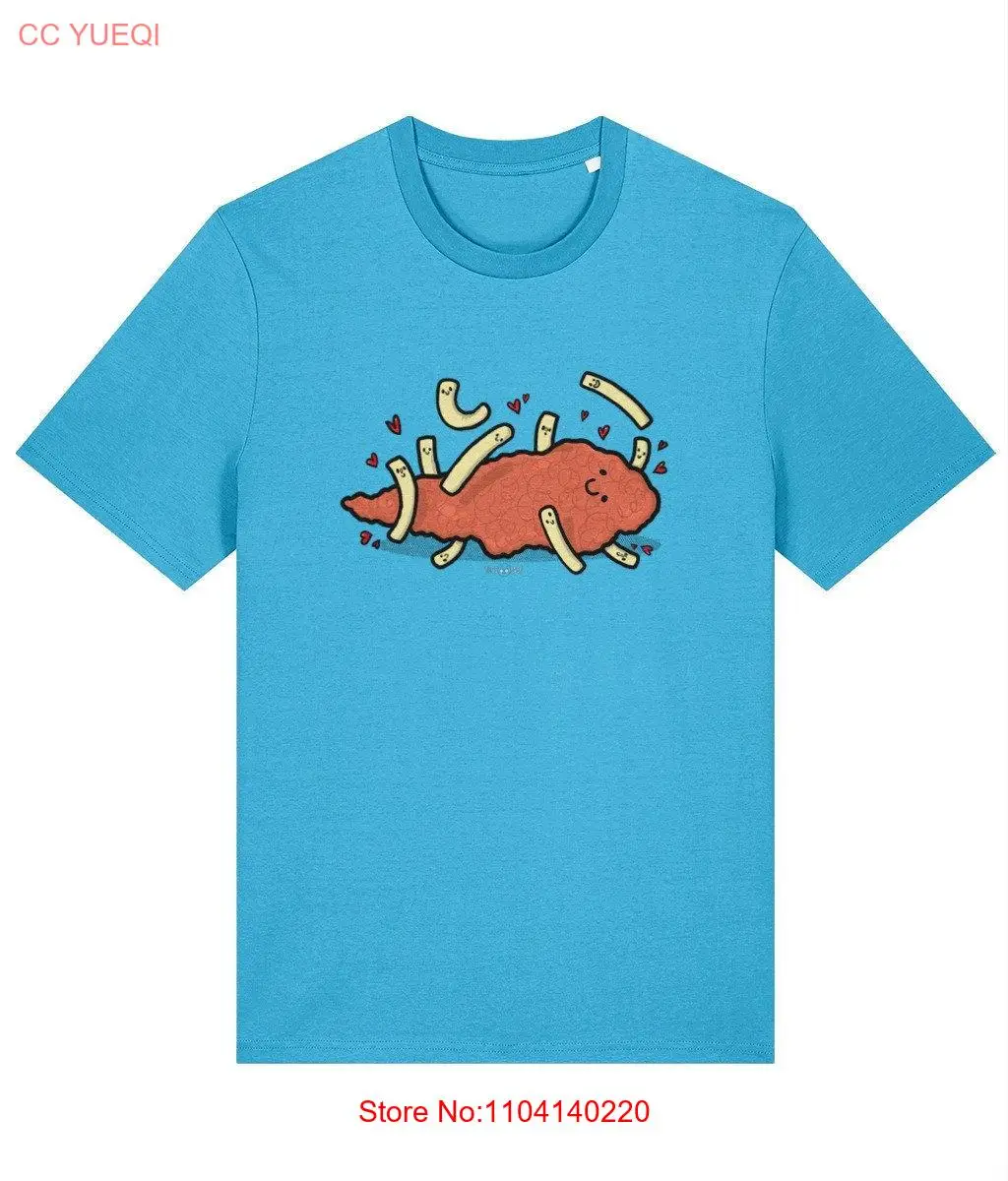 

Fish Loves Chips Tussface T shirt 100 Percent Organic Cotton in 9 Colours long or short sleeves