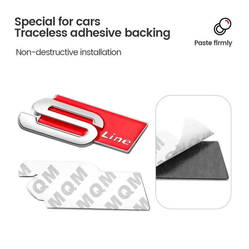 1pcs Car Badge Stickers Auto Body Trunk Fender Decoration Decal Accessories for Audi SLINE A3 A4 B8 B9 A6 C5 C6 C7 A7 Q5 A5 A8 R