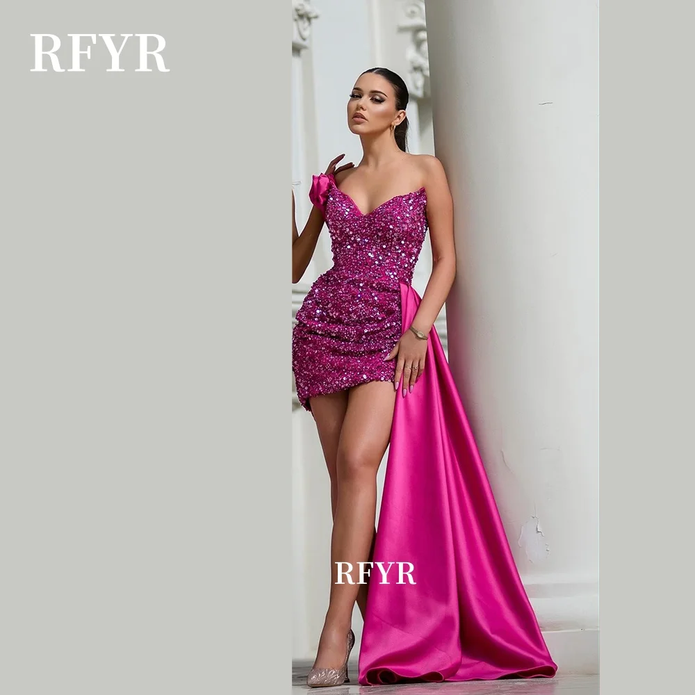 

RFYR Mini Prom Dress Sequined Party Dress for Women Mermaid Evening Dresses Beading Gala Dress vestidos de fiesta Customized